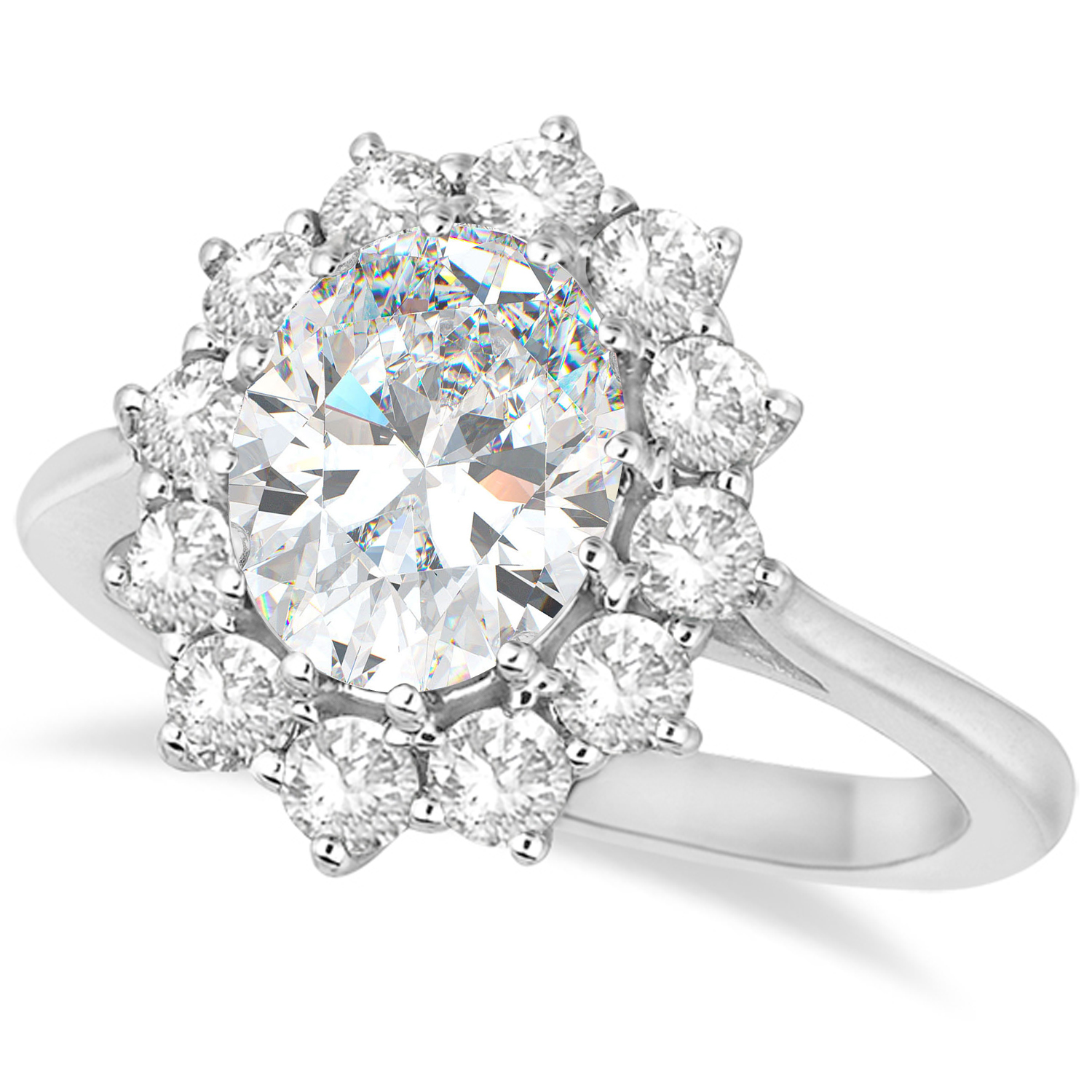 Oval Lab Grown Diamond Accented Ring 18k White Gold (2.80ctw)