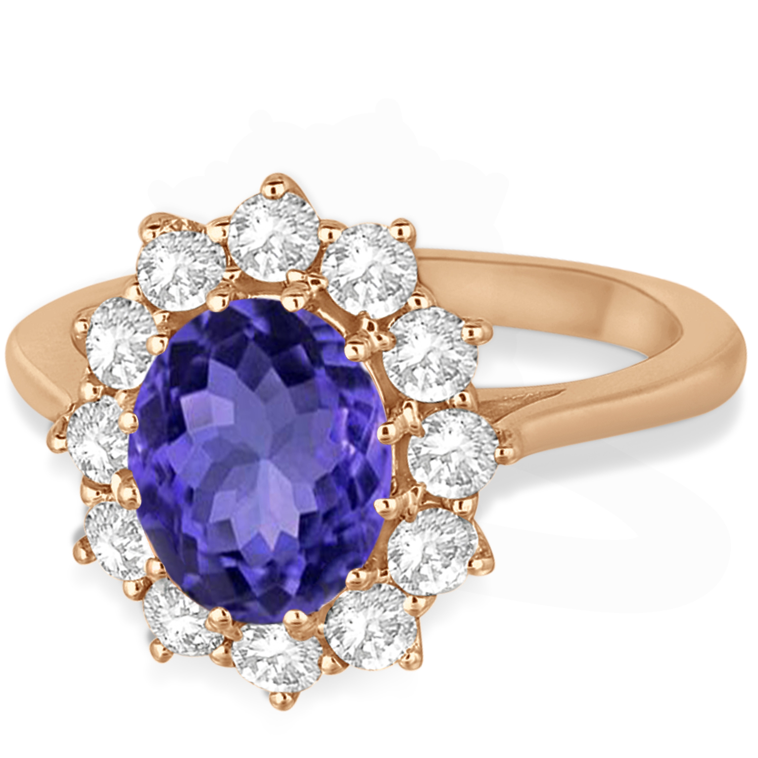 Oval Tanzanite and Diamond Lady Di Ring 14k Rose Gold (3.60ctw)