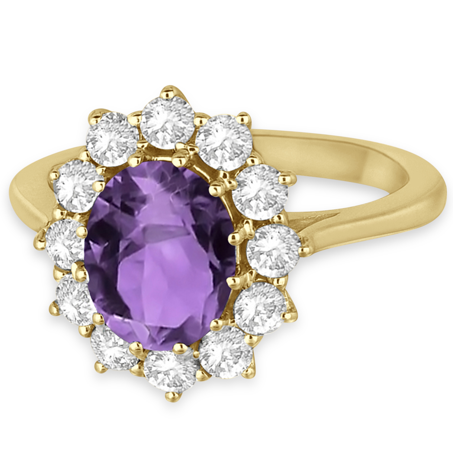Oval Amethyst & Diamond Accented Ring in 18k Yellow Gold (3.60ctw)