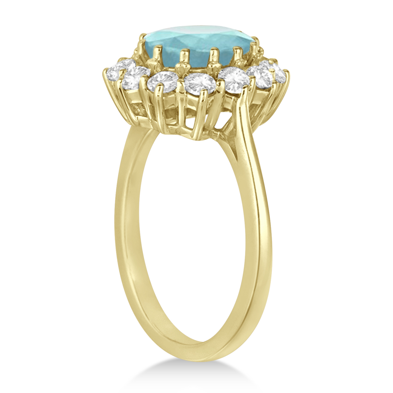 Oval Aquamarine and Diamond Ring 14k Yellow Gold (3.60ctw)