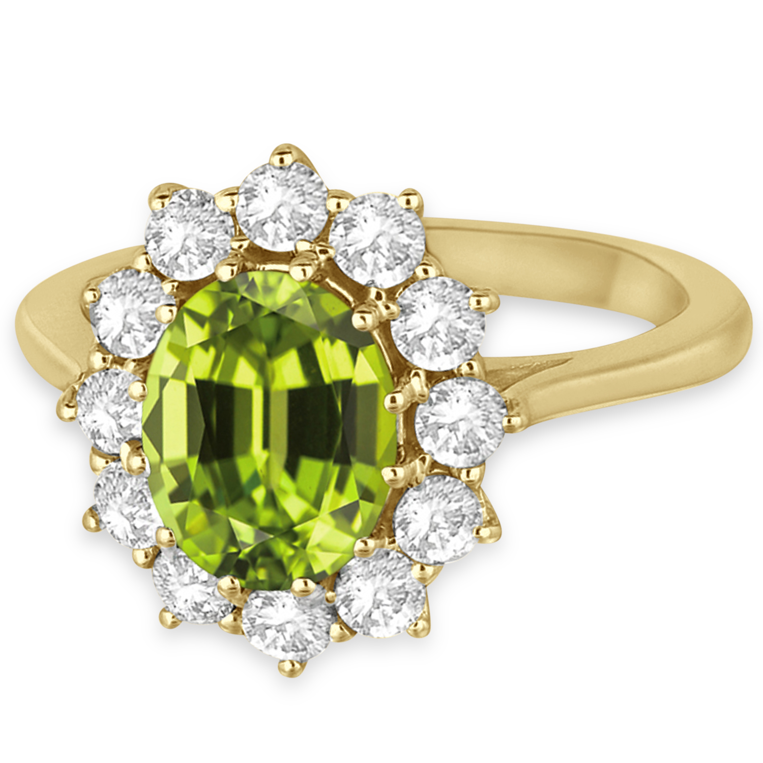 Oval Peridot & Diamond Accented Ring in 18k Yellow Gold (3.60ctw)