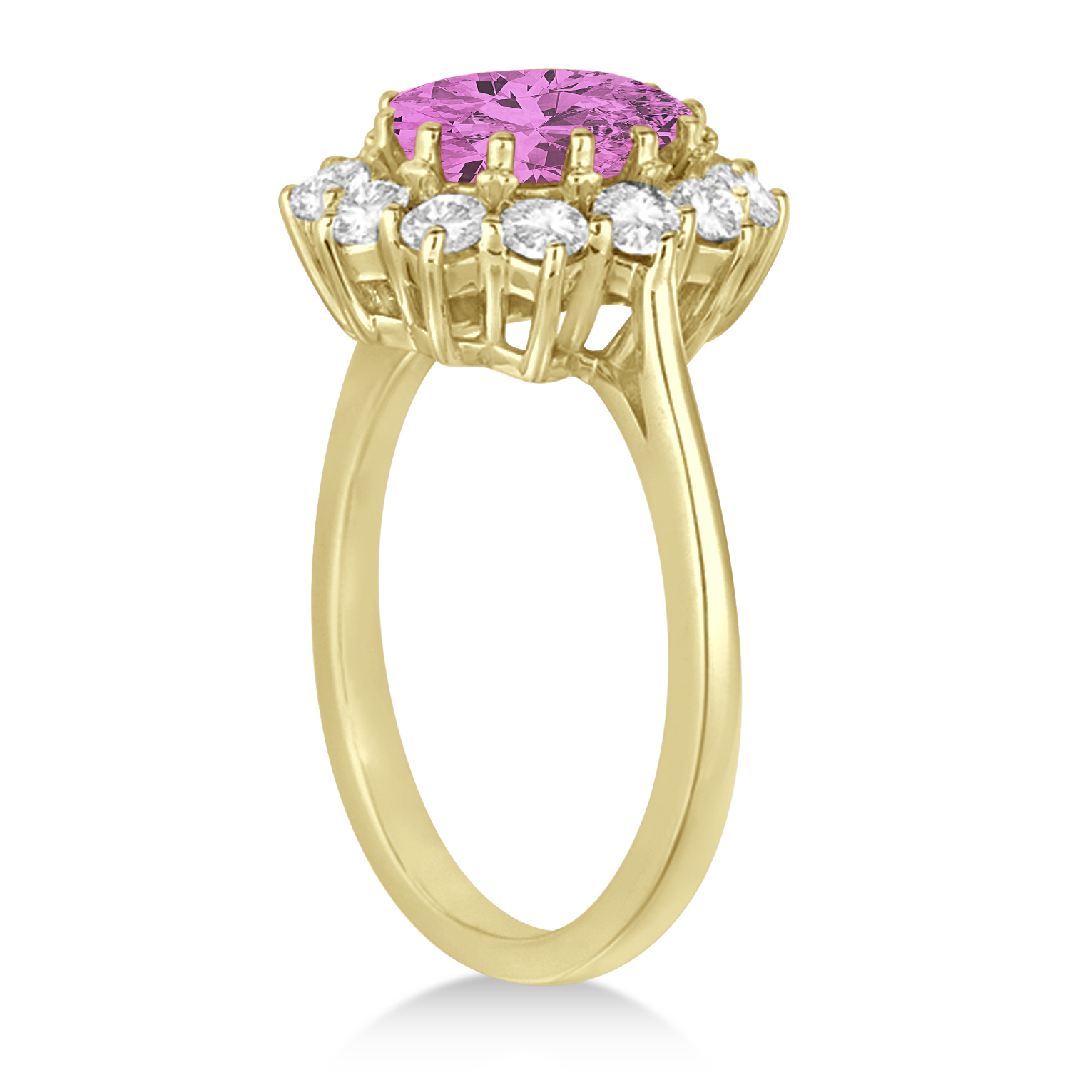 Oval Pink Sapphire & Diamond Accented Ring in 14k Yellow Gold (3.60ctw)