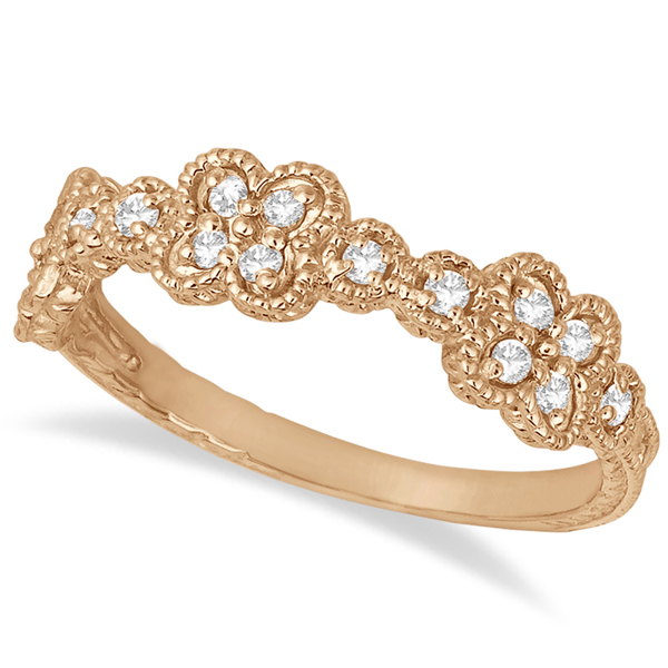 Four-Leaf Diamond Flower Ring 14k Rose Gold (0.30ct)