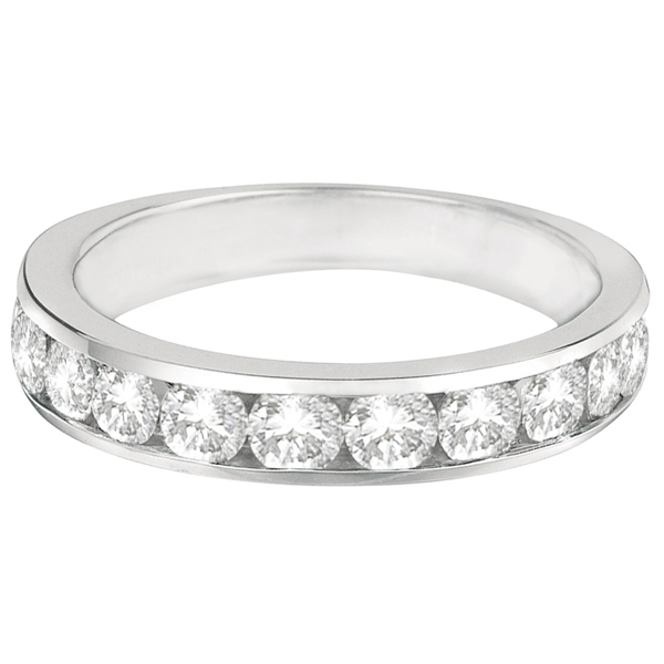 Channel-Set Round Diamond Ring Band 14k White Gold (1.25ct)