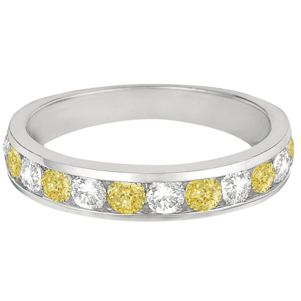 White & Yellow Canary Channel-Set Diamond Ring 14k White Gold (1.05ct)