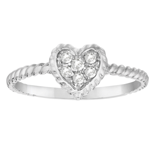 Pave Diamond Cluster Heart Shaped Ring 14K White Gold (0.12ct)