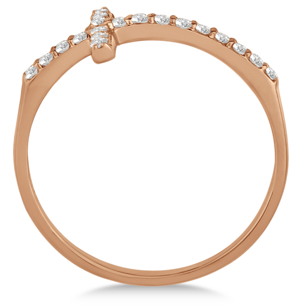 Modern Sideways Diamond Cross Fashion Ring in 14k Rose Gold (0.20ct)