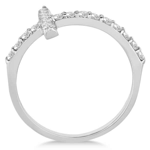 Modern Sideways Diamond Cross Fashion Ring in 14k White Gold (0.42ct)