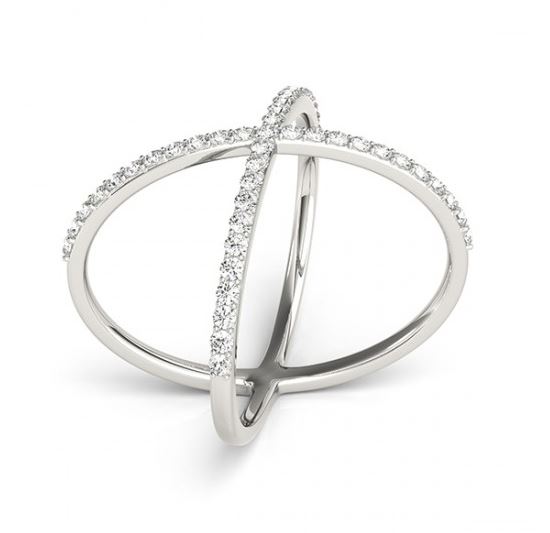 X Shaped Diamond Ring 18k White Gold 0.50ct