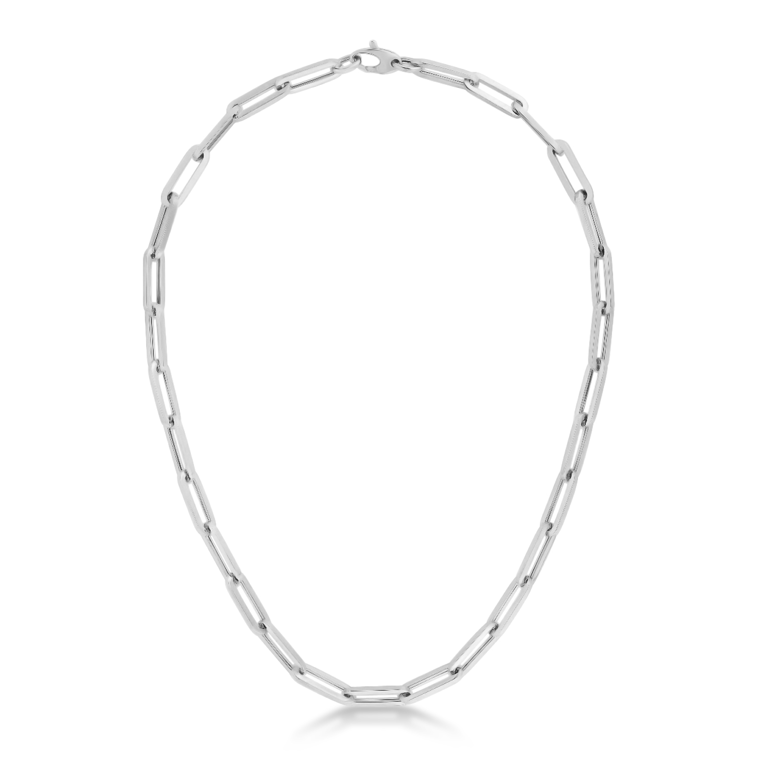 Large Paperclip Link Chain Necklace 14k White Gold (6.1mm)