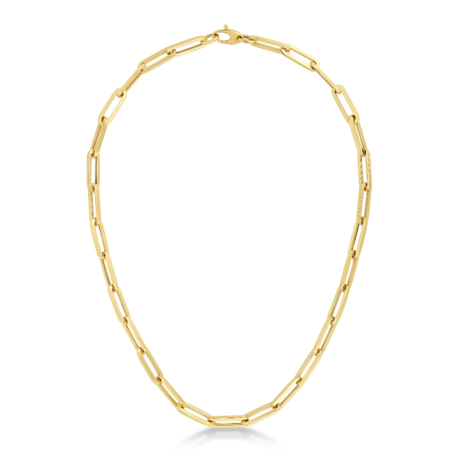 Large Paperclip Link Chain Necklace 14k Yellow Gold (6.1mm)