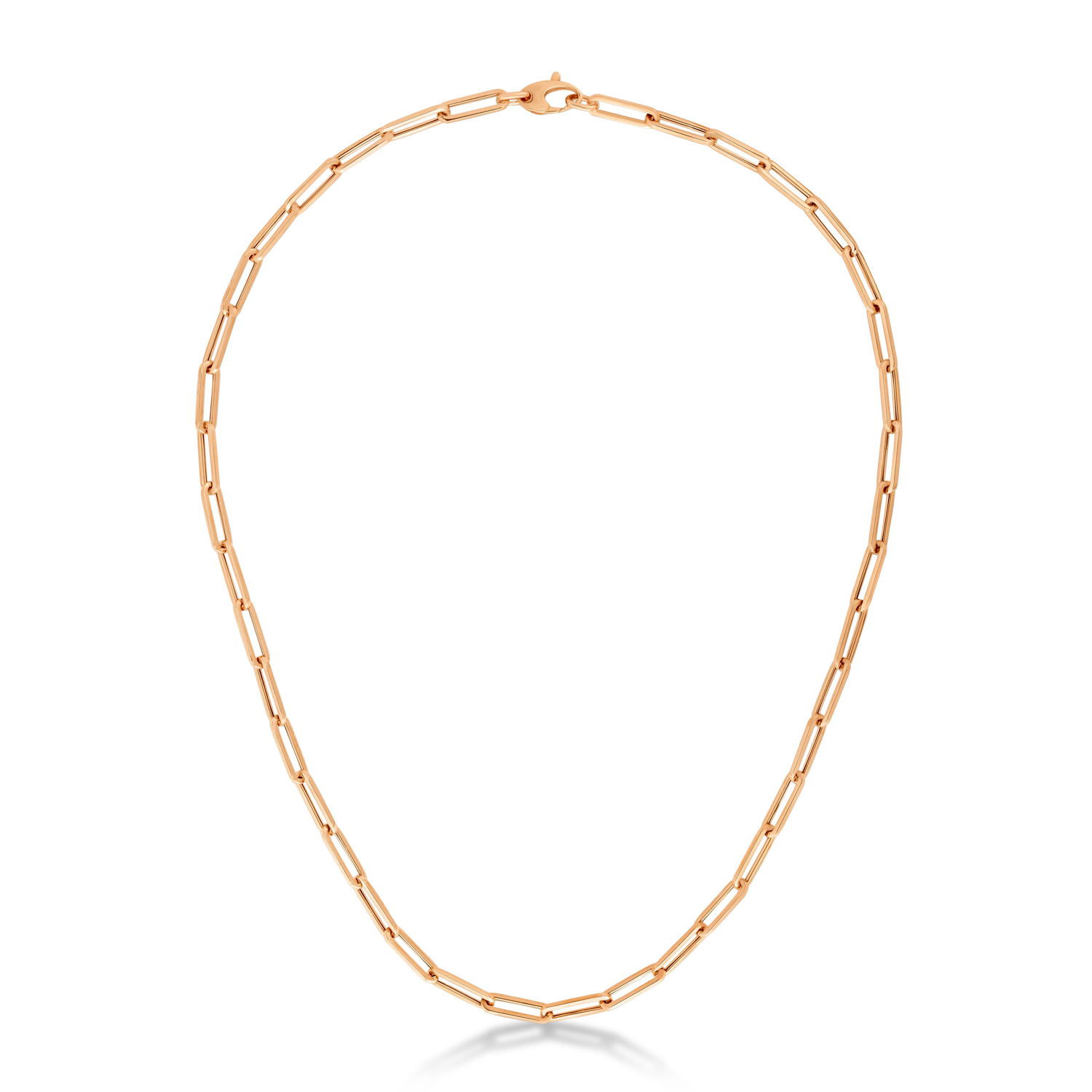 Medium Paperclip Link Chain Necklace 14k Rose Gold (4.2mm)