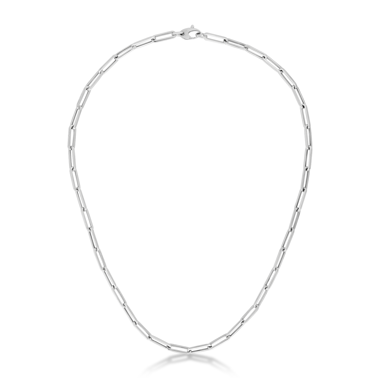 Medium Paperclip Link Chain Necklace 14k White Gold (4.2mm)