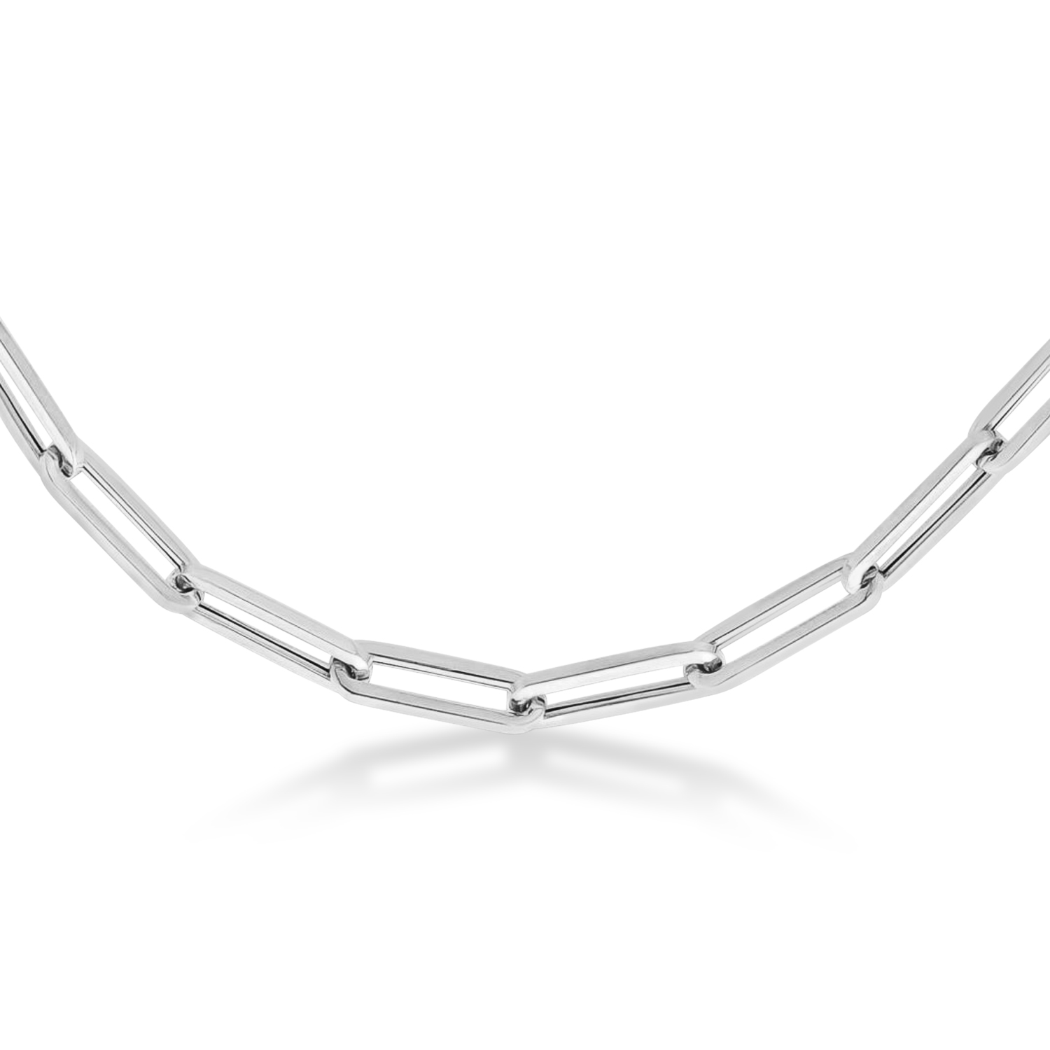Medium Paperclip Link Chain Necklace 14k White Gold (4.2mm)