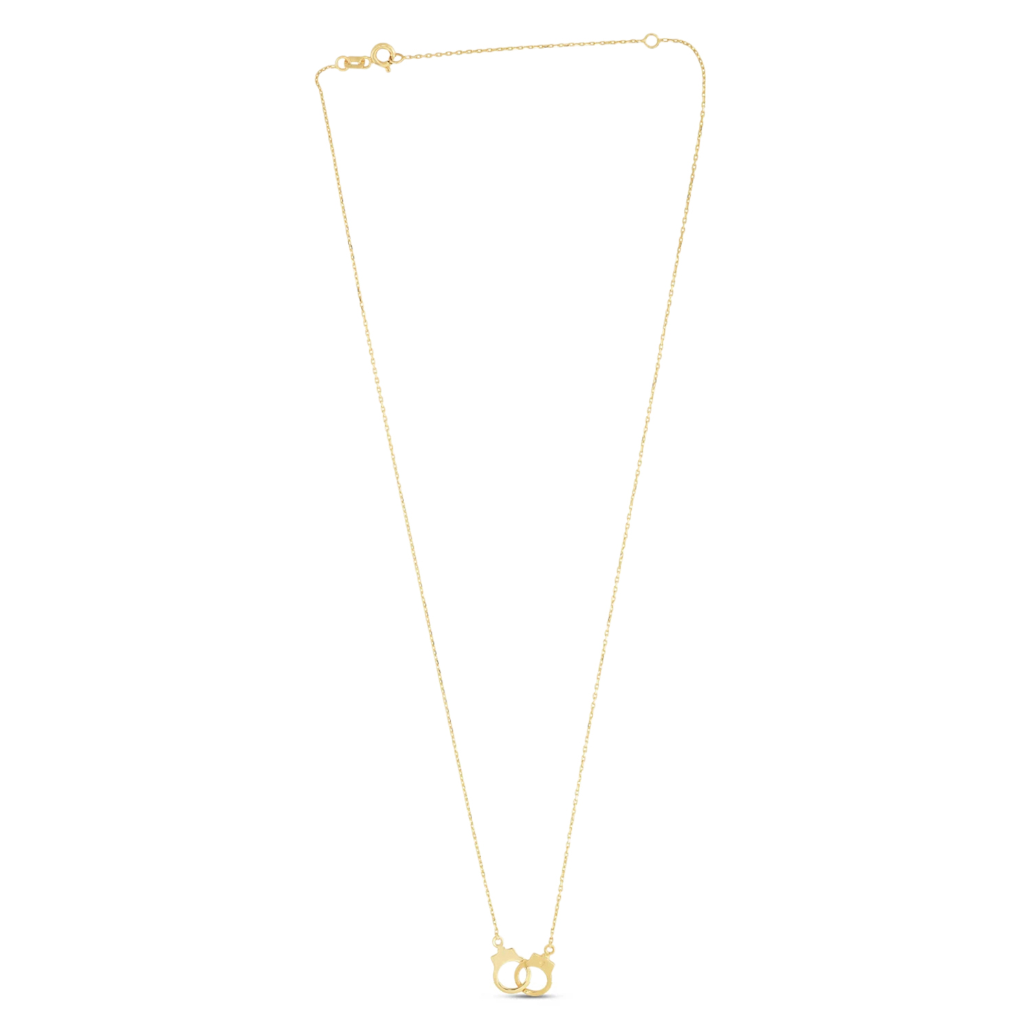 Adjustable Handcuff Necklace Pendant 14K Yellow Gold