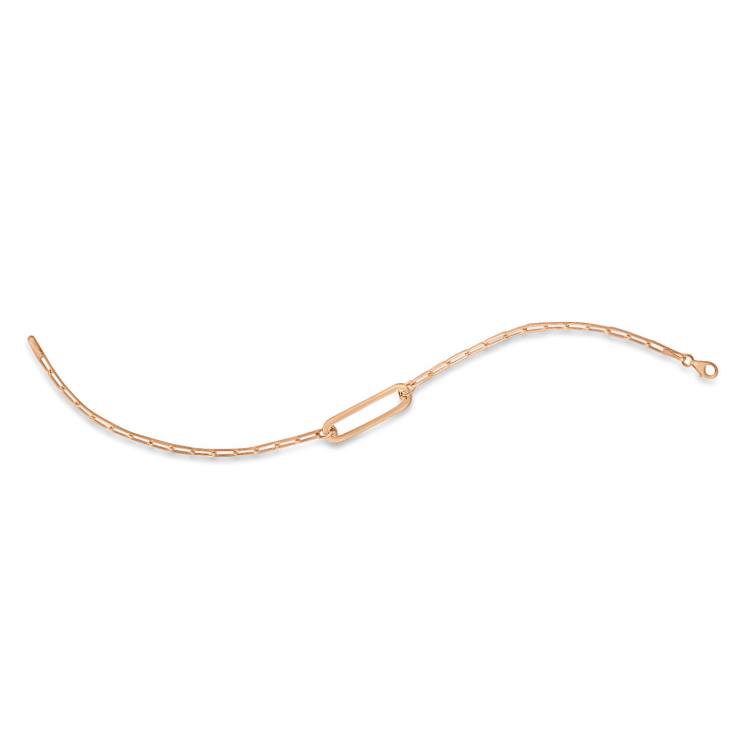 Paperclip Straight Open Bar Bracelet 14k Rose Gold