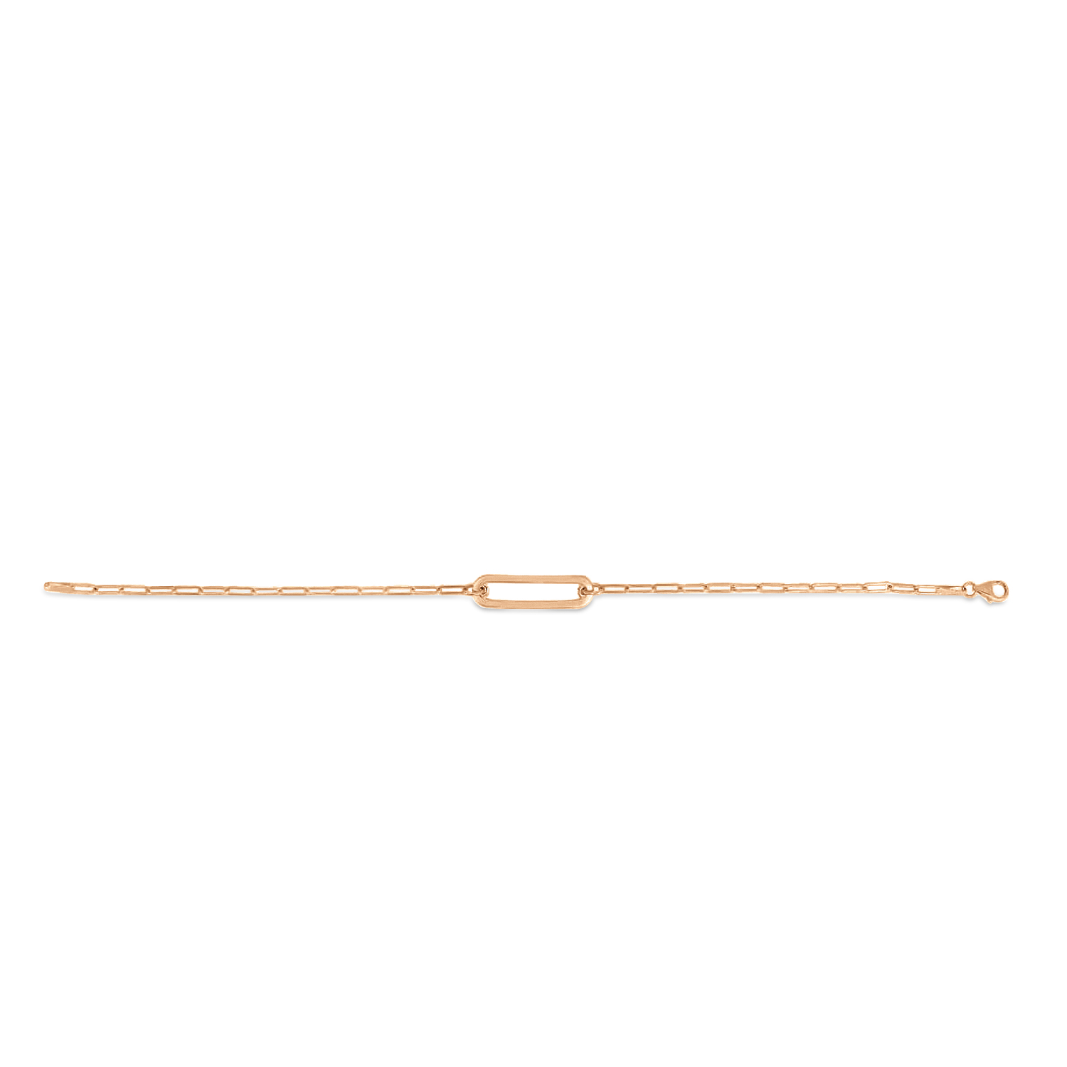 Paperclip Straight Open Bar Bracelet 14k Rose Gold