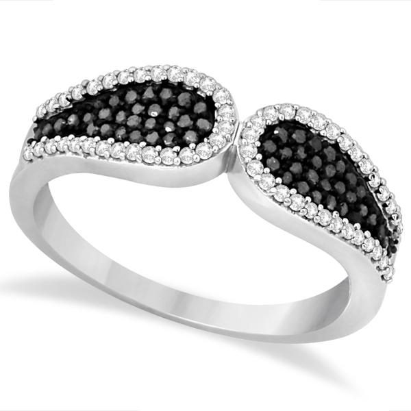Black Diamond and White Diamond Frame Ring Sterling Silver (0.33ctw)