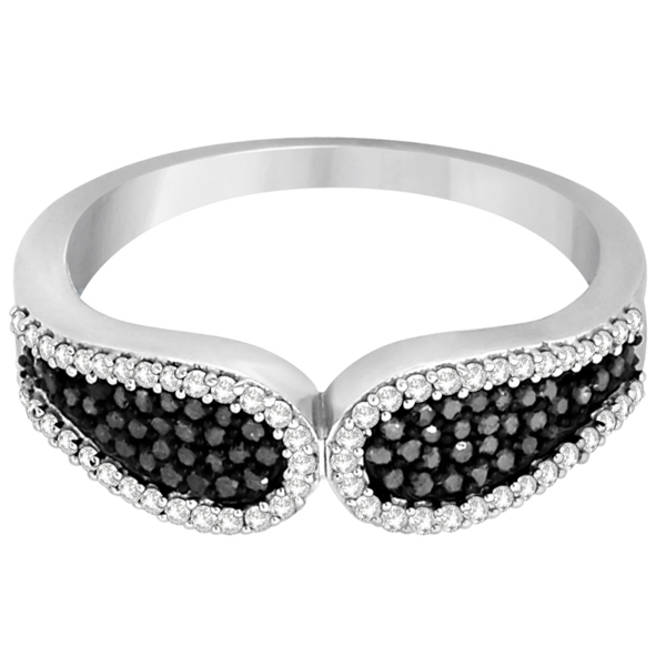 Black Diamond and White Diamond Frame Ring Sterling Silver (0.33ctw)