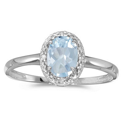 Aquamarine and Diamond Cocktail Ring in 14K White Gold (0.70ct)