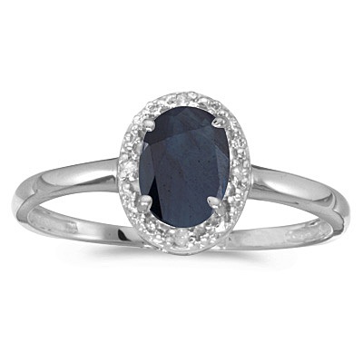 Blue Sapphire and Diamond Cocktail Ring in 14K White Gold (0.95ct)