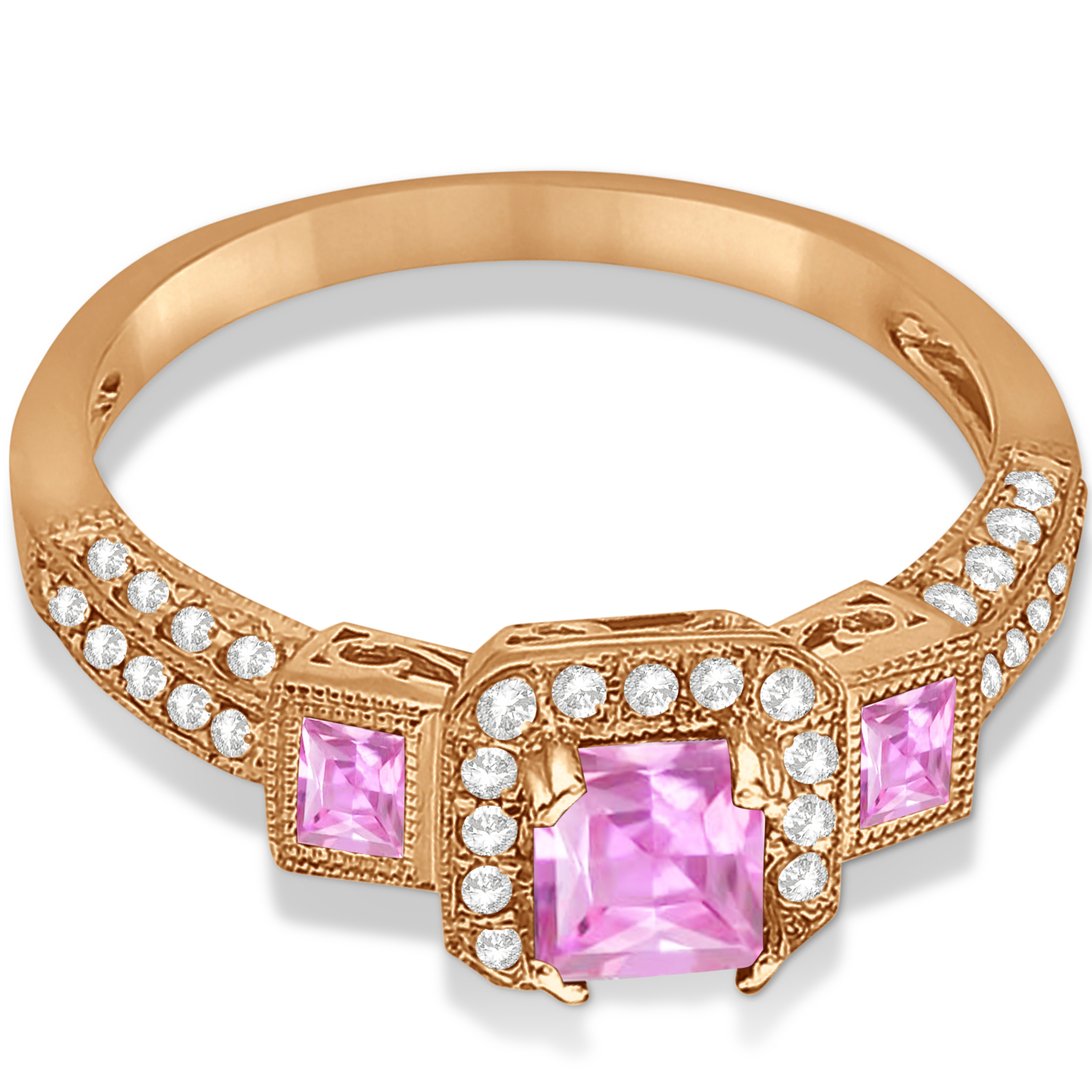 Pink Sapphire & Diamond Engagement Ring in 14k Rose Gold (1.35ctw)