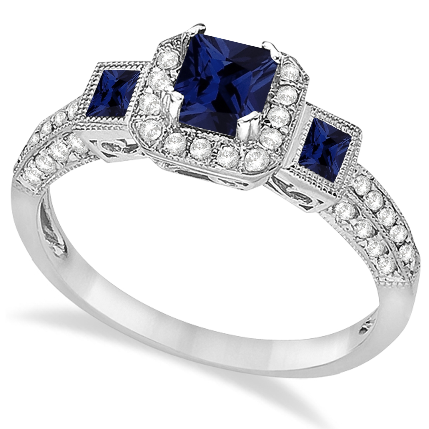 blue sapphire diamond engagement ring