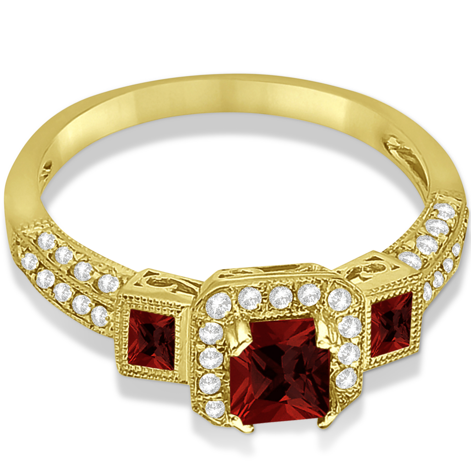 Garnet & Diamond Engagement Ring in 14k Yellow Gold (1.35ctw)