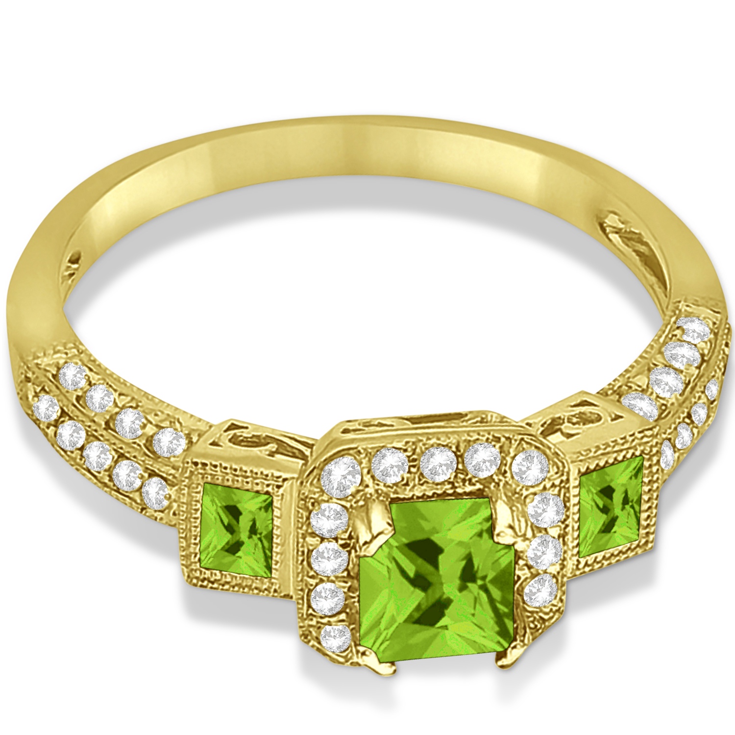 Peridot & Diamond Engagement Ring in 14k Yellow Gold (1.35ctw)