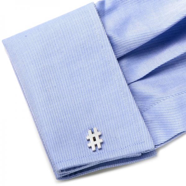Hashtag Symbol Cufflinks in Sterling Silver