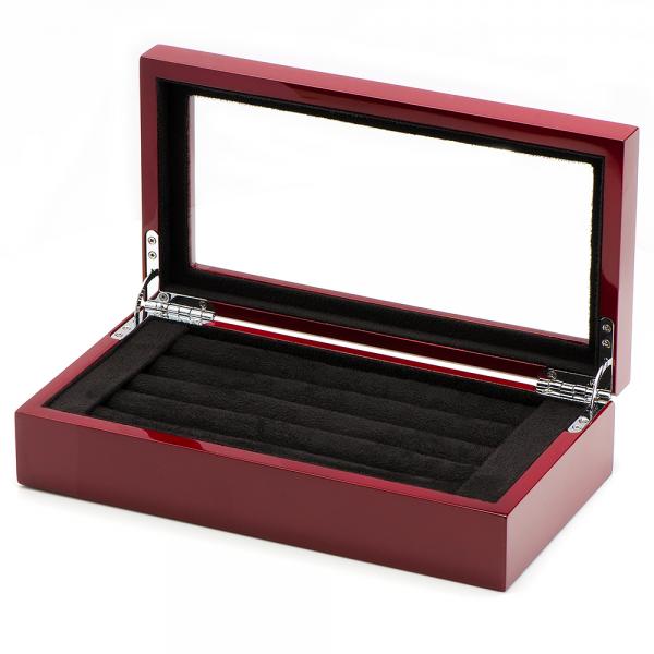 Men's Wood Mahogany Cufflink Box Collector's Case Holds Twenty Pairs