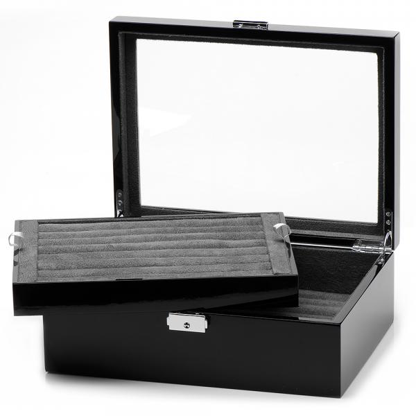 Men's Mahogany Oak Cufflink Case Jewelry Storage Holds 72 Pairs
