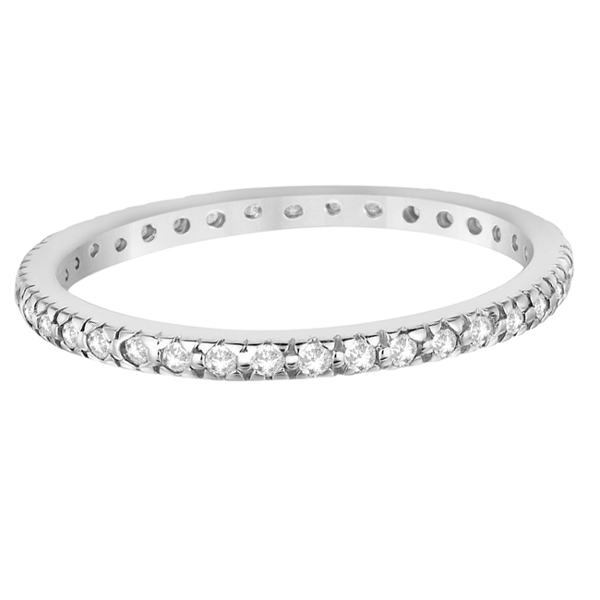 Pave Diamond Eternity Ring Anniversary Band 14K White Gold (0.26ct)