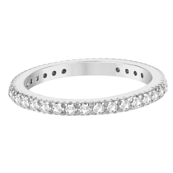 Pave Diamond Eternity Ring Anniversary Band 14K White Gold (0.50ct)