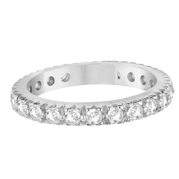 Pave Diamond Eternity Ring Anniversary Band 14K White Gold (1.01ct)