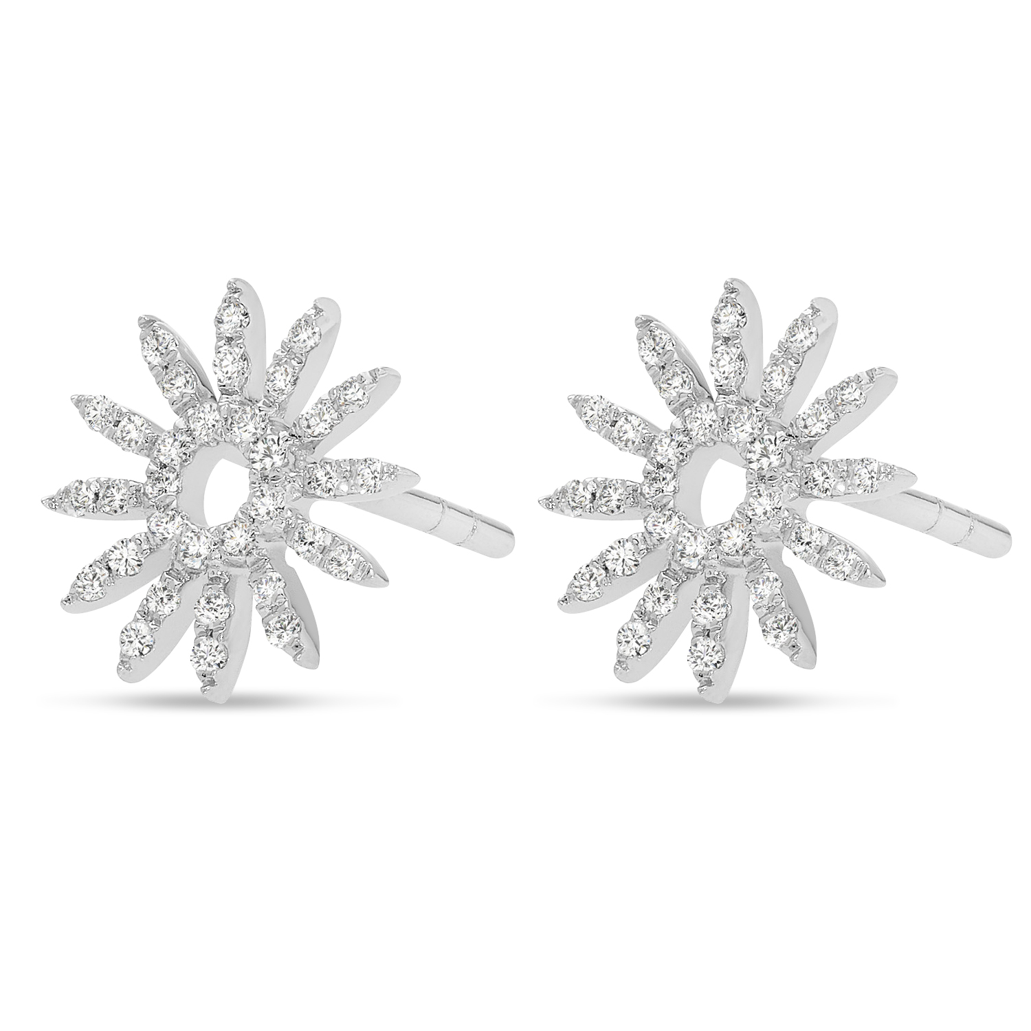Diamond Sun Rays Earrings 14k White Gold (0.13ct)
