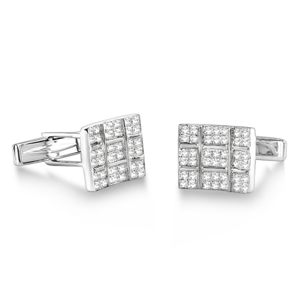 Diamond Cuff Links in 14K White Gold (1.00ct)