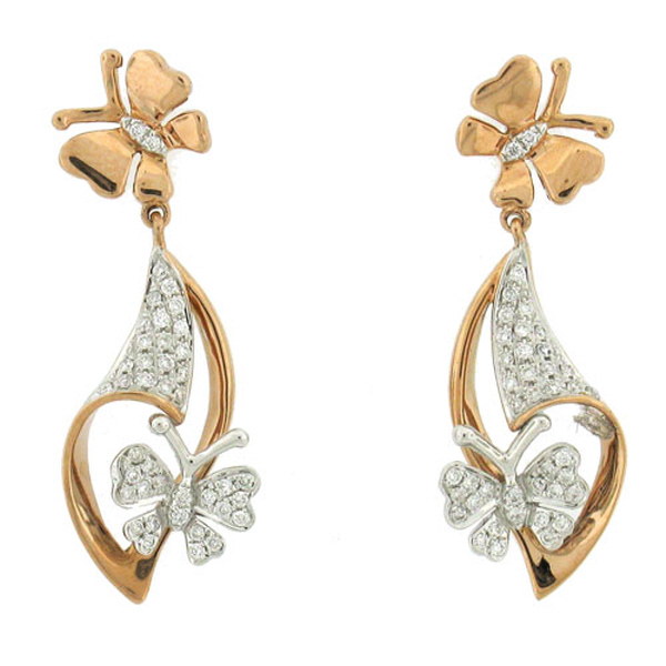 0.25ct 14k Twotone Rose Gold Diamond Butterfly Earrings SC22002212