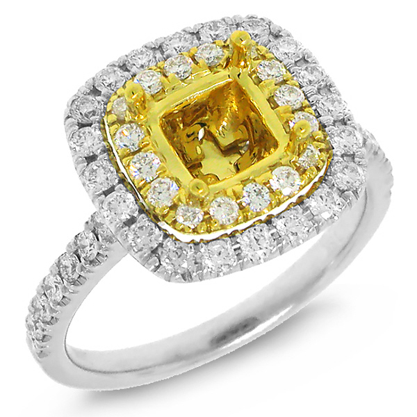 0.73ct 18k Twotone Gold Diamond Semimount Ring