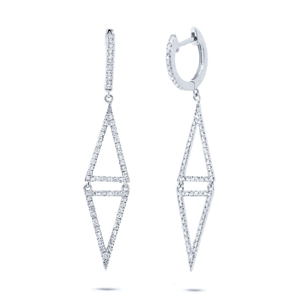 0.49ct 14k White Gold Diamond Triangle Earrings