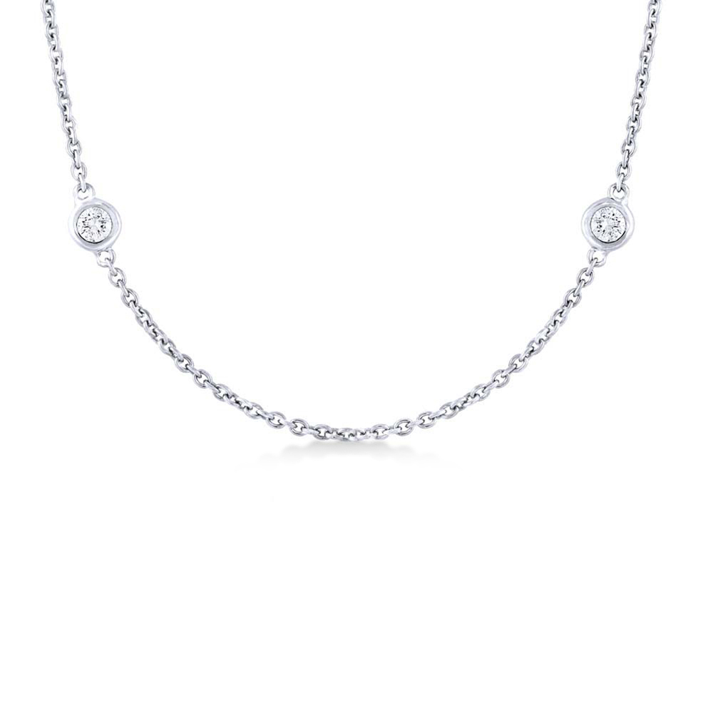 Diamond Station Bezel Set Necklace 14k White Gold (0.28ct)