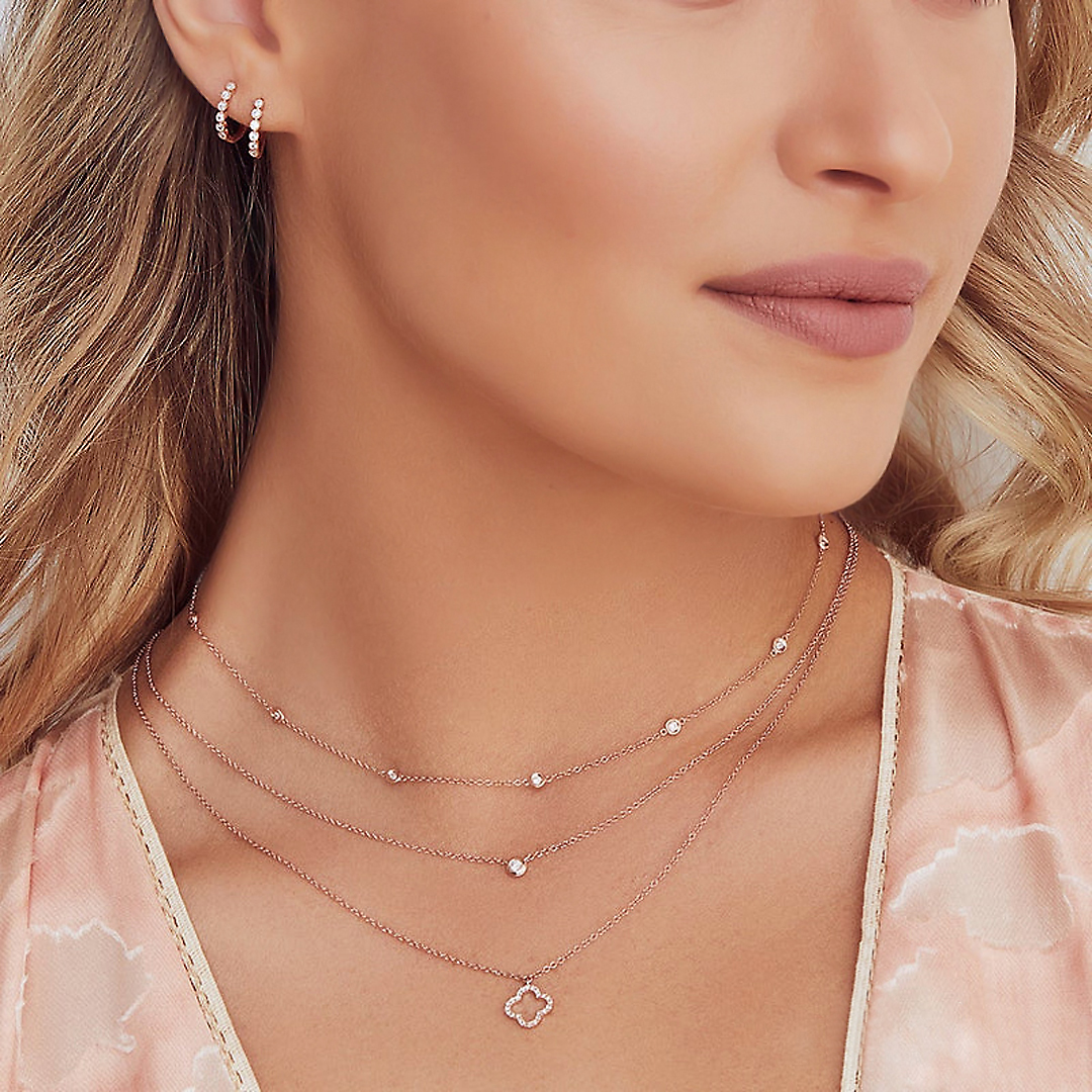 Diamond Station Bezel Set Necklace 14k White Gold (0.28ct)