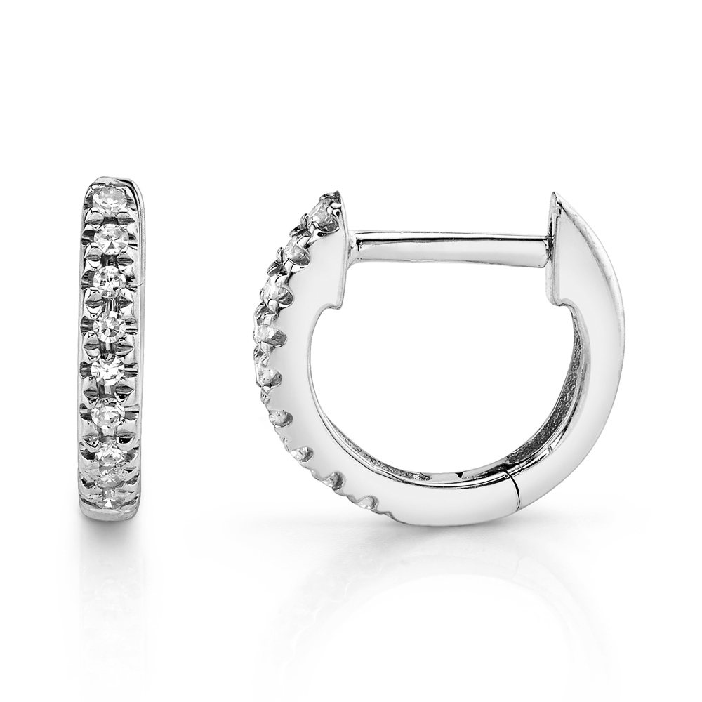 Diamond Mini Huggie Earrings 14k White Gold (0.04ct)