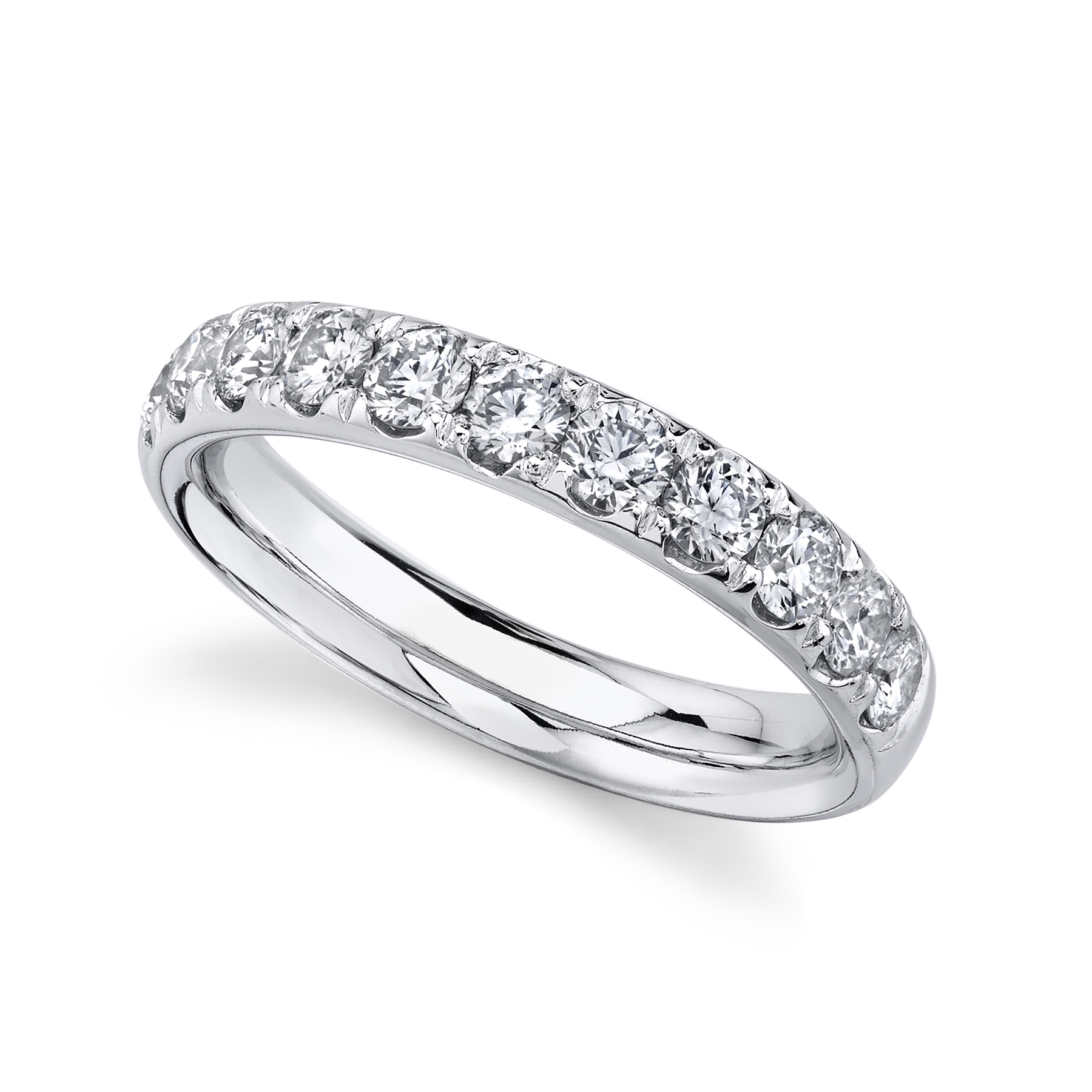 Diamond Prong Half Eternity Band 14k White Gold (0.90ct)