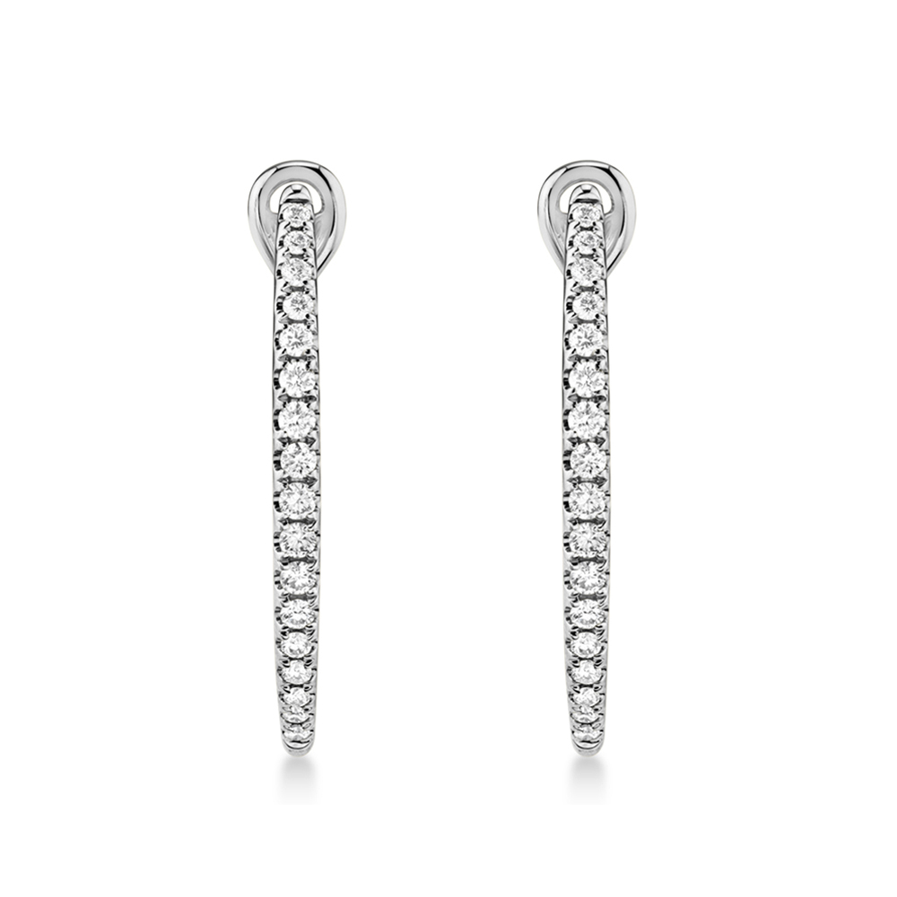 Diamond Accented Hoop Earrings 14k White Gold (0.35ct)