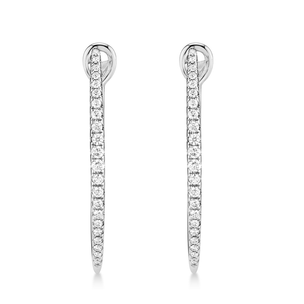 Diamond Accented Hoop Earrings 14k White Gold (0.75ct)