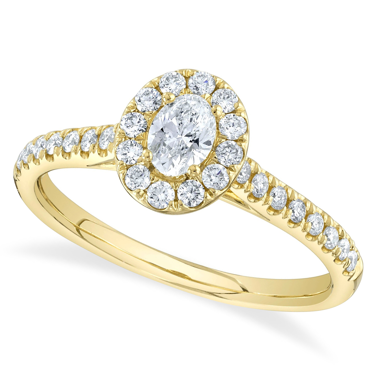 Oval Cut Diamond Halo  Engagement Ring 14K Yellow Gold (0.62ct)