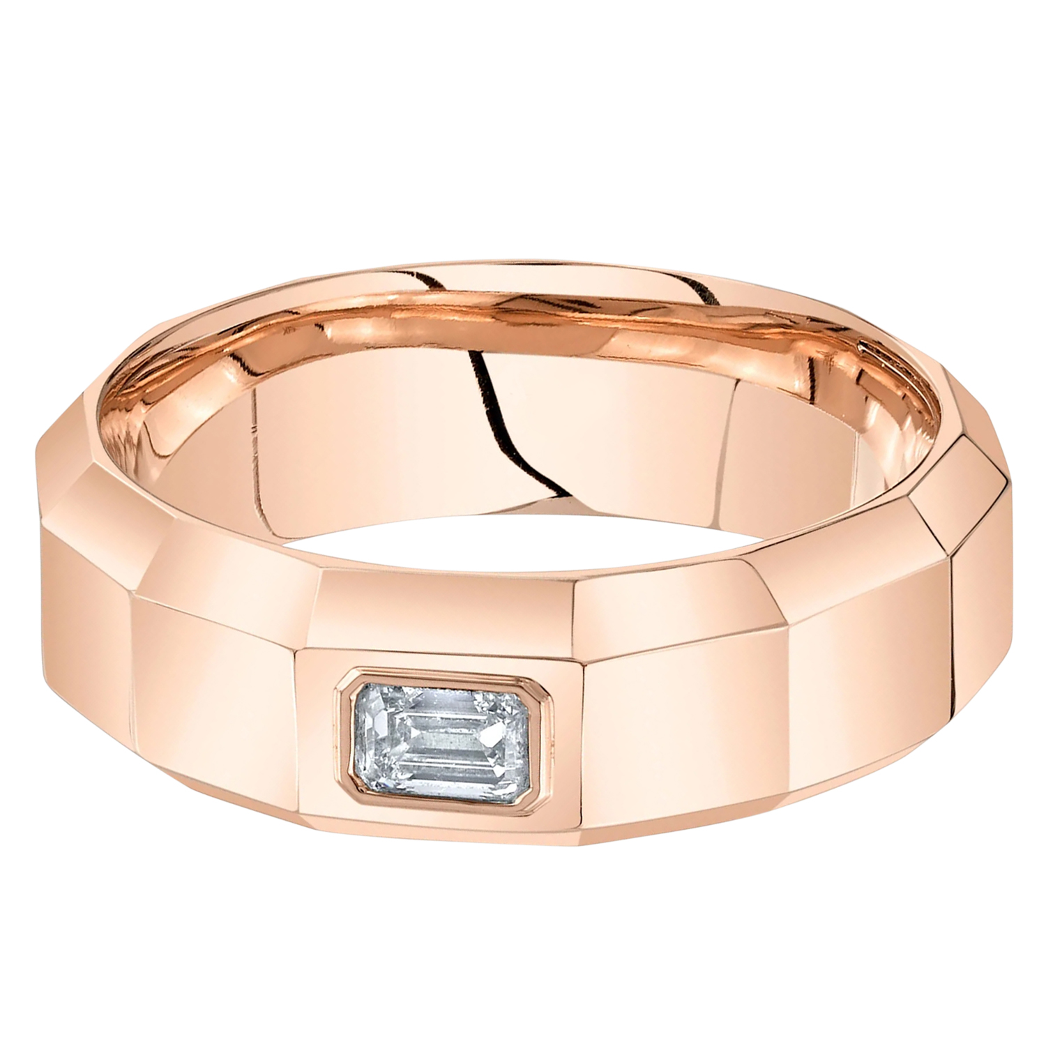 Emerald Cut Diamond Mens Wedding Ring Band 14K Rose Gold (0.32ct)