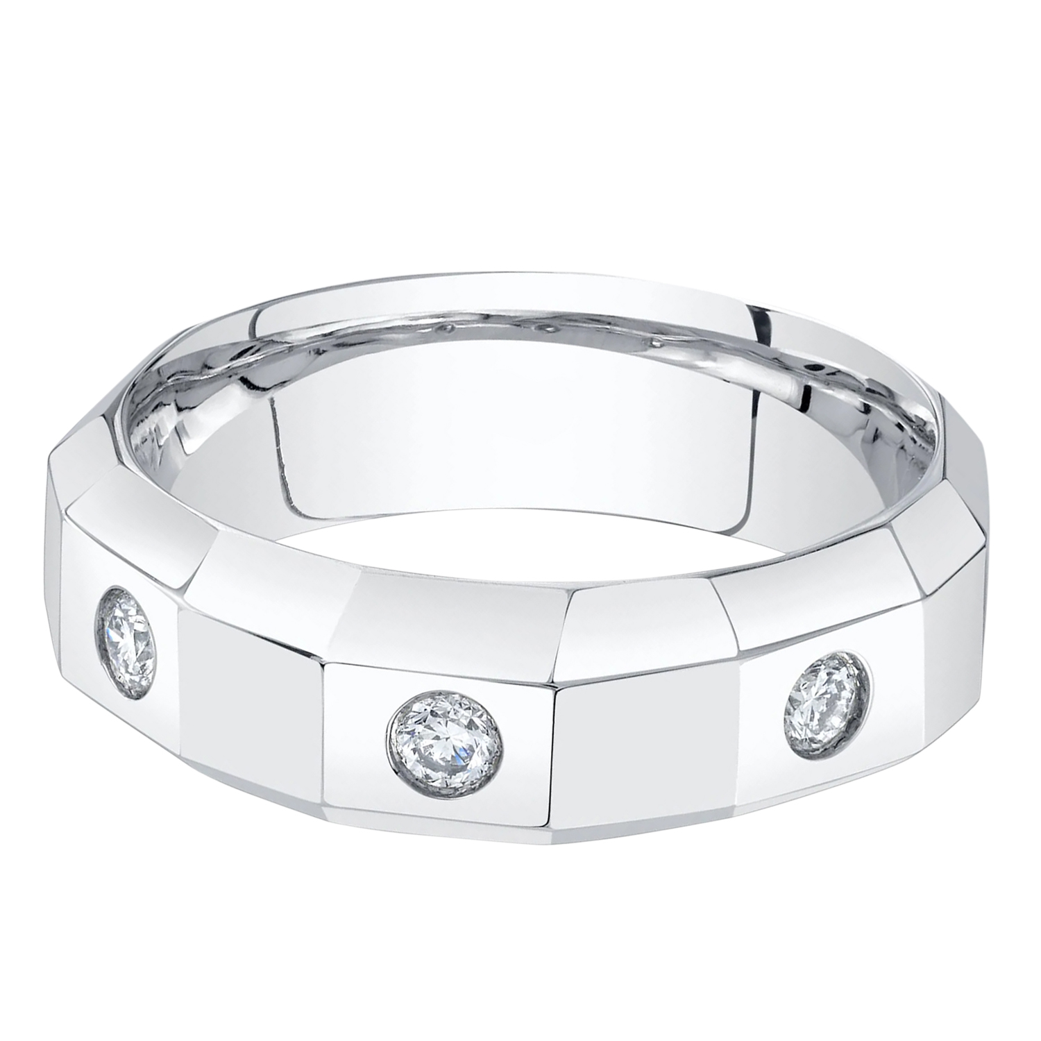 Round Diamond Mens Wedding Ring Band 14K White Gold (0.26ct)