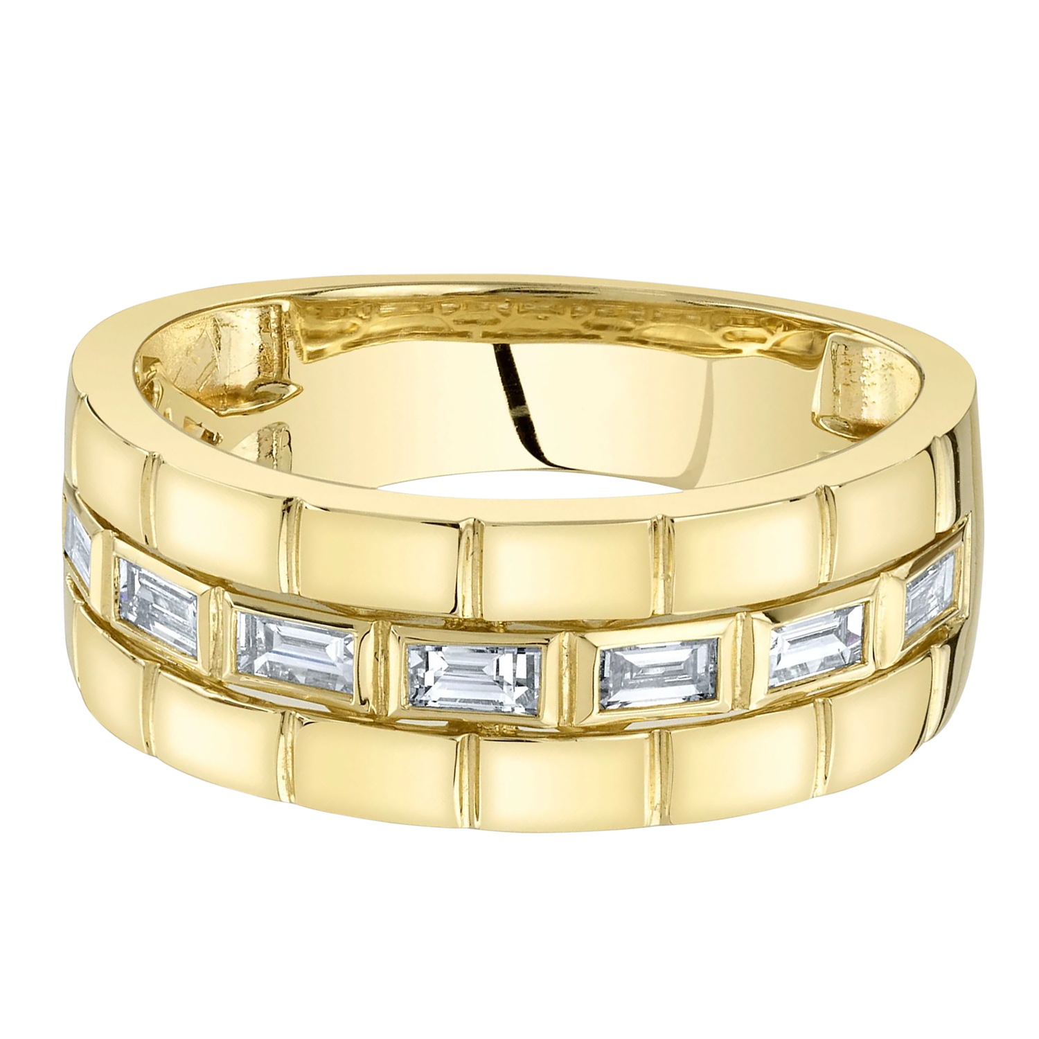Baguette Lab Grown Diamond Mens Wedding Ring Band 14K Yellow Gold (0.50ct)